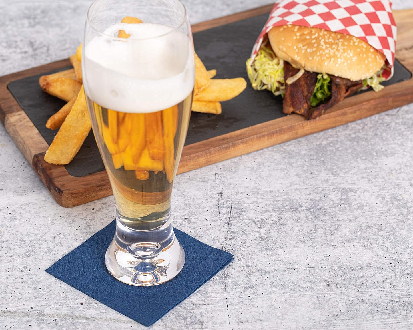 AMERICAN HOMESTEAD Navy Cocktail Napkins - Premium 4.75"x4.75" Disposable Linen-Like Beverage Napkins - Bulk Square Party Bar Serviettes for Weddings, Parties, Events, and Daily Use - 100 Count