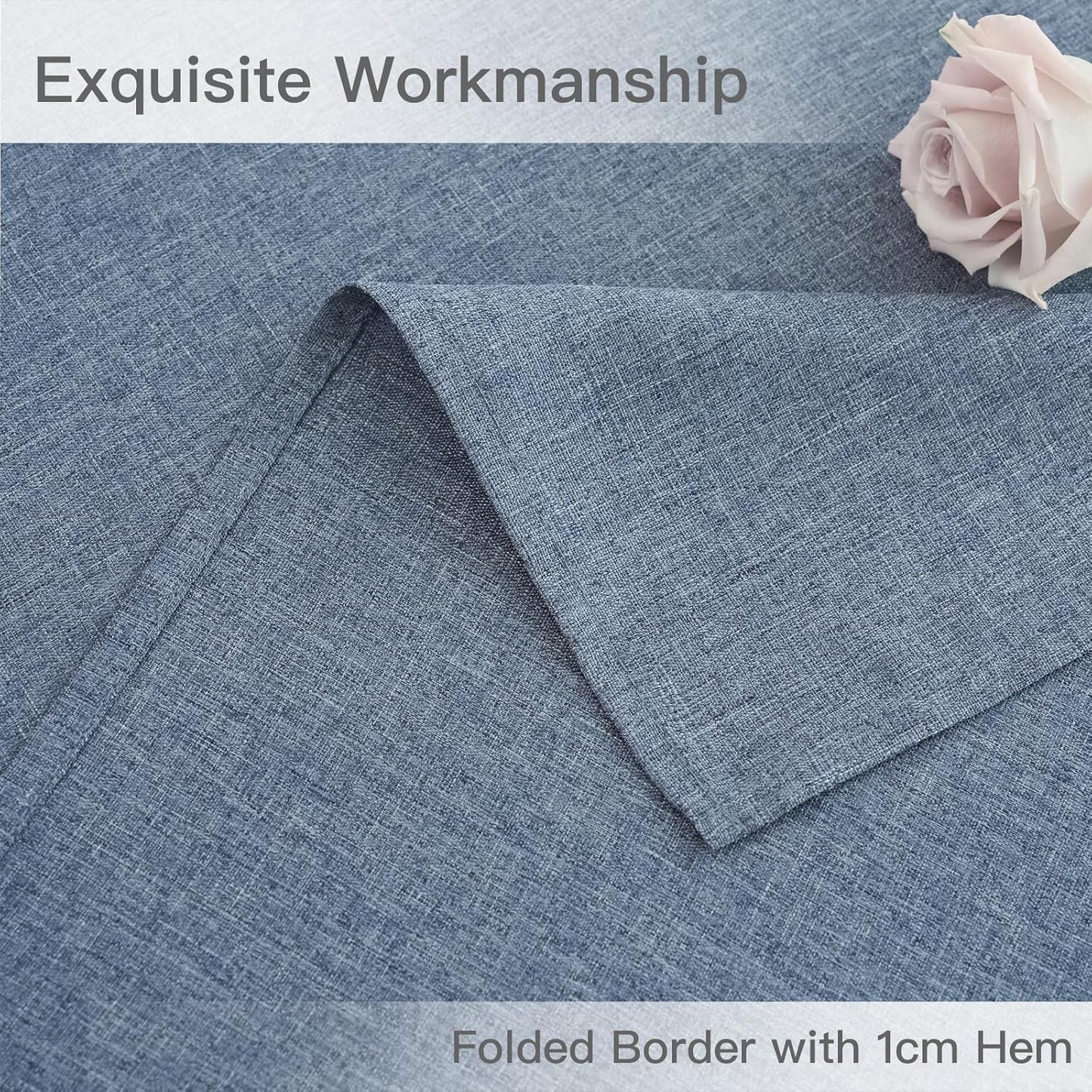 maxmill Rectangle Linen Texture Tablecloth Stain Proof Waterproof Wrinkle Free Washable Dining Table Cloth Wipeable Fabric Dining Room Table Cover Farmhouse Tablecloths, 60 x 120 Inch, Demin Blue
