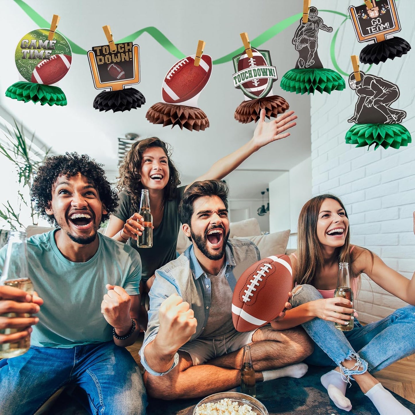 Football Party Table Decorations,Football Birthday Honeycomb Centerpieces Table Toppers,Game Day Party Table Decor Centerpiece Ornaments Supplies