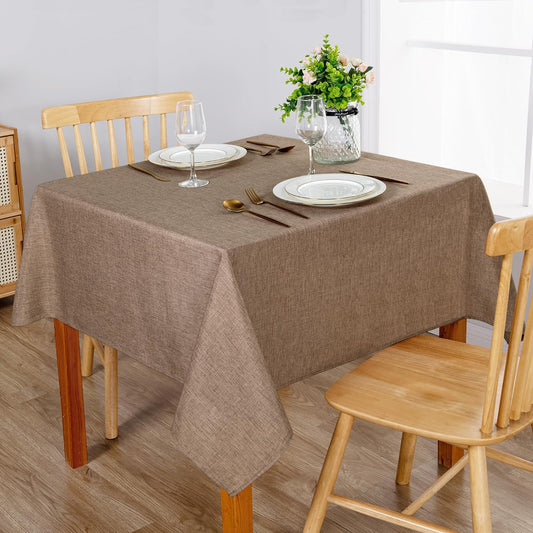 Hiasan 2 Pack Faux Linen Square Tablecloth - Wrinkle and Stain Resistant Washable Table Cloth for Kitchen Dining Room Holiday Table Cover for Party Dinner, Khaki, 60 x 60 Inch