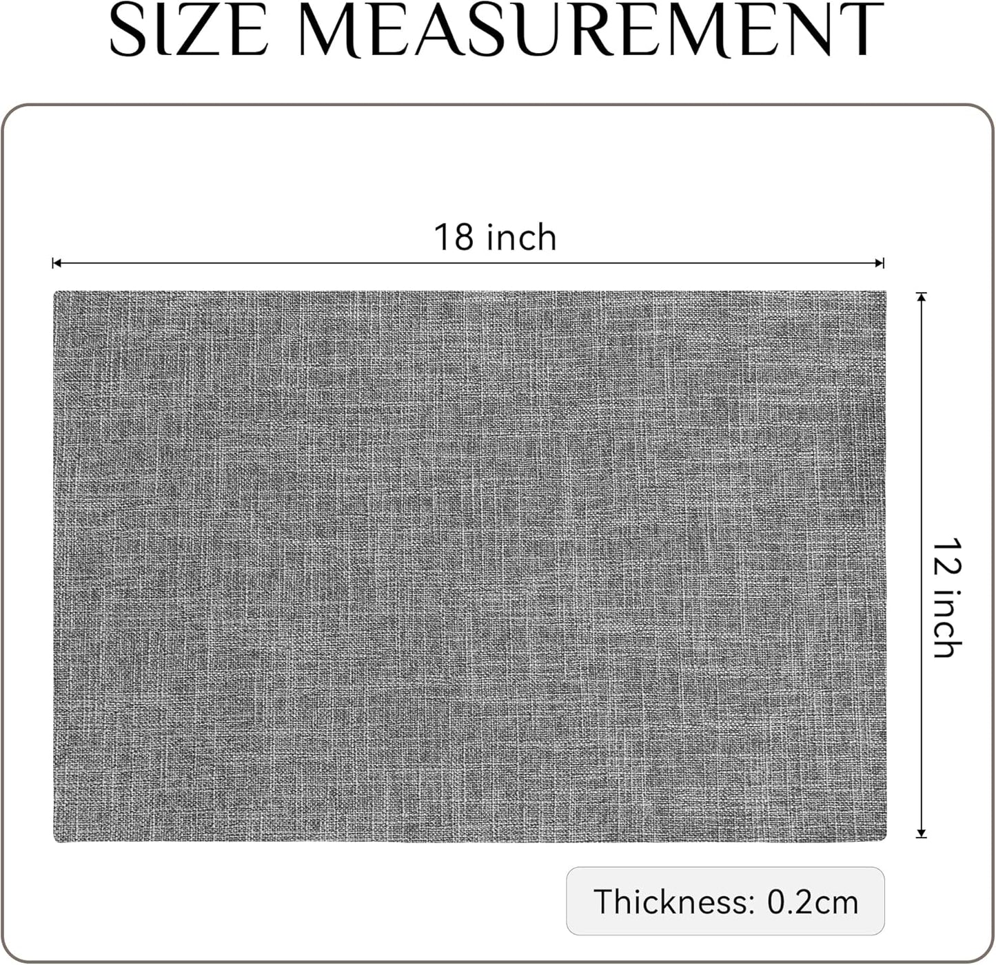 Softalker Faux Linen Placemats Set of 6-12 x 18 Inch, Heat Resistant Double Layered Durable Burlap Farmhouse Place Mats, Non-Slip Washable Rustic Table Mats for Dining, Kitchen, Party(Light Grey
