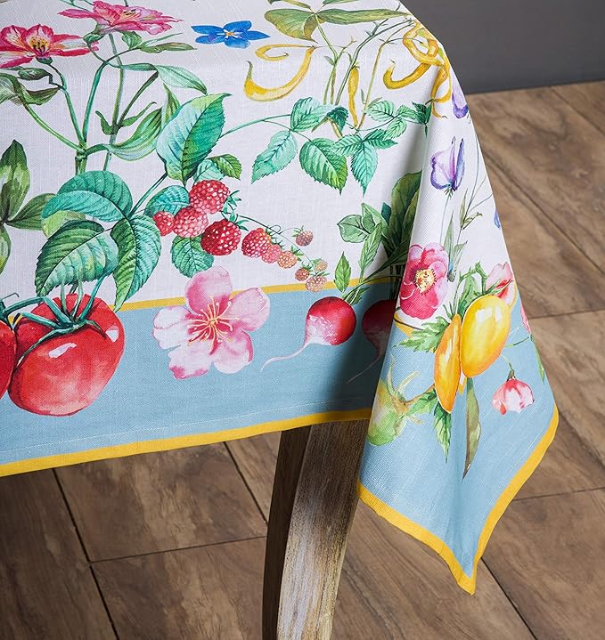 Maison d' Hermine Table Cloth Square Table 100% Cotton 54 x 54 Inches Tablecloth Reusable Decorative for Dining Room Farmhouse Home Valentines Day Decorations Spring Summer - Giverny