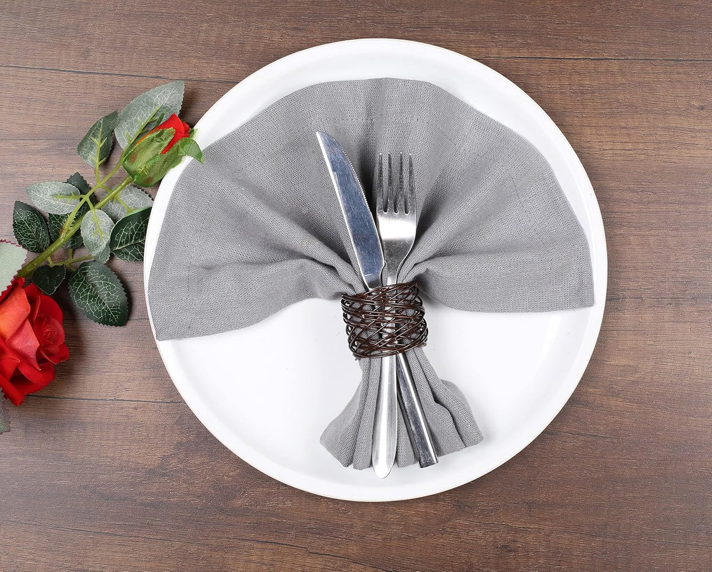 ALPHA Living HOME Napkin Rings Set 12 of Premium 100% Metal, Rust-Resistant Tabletop Décor - Napkin Holders for Family Dinner, Wedding, Party, Decorations, Banquet, Party, Easter - Bronze