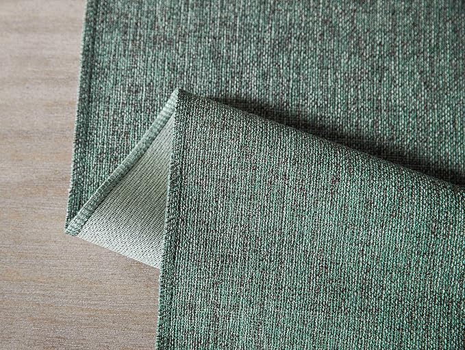 ZeeMart Green Table Runners 72 Inches Long, Burlap Linen Style Rustic Farmhouse Table Runner, Boho Woven Dining Table Runner, 13x72 Inches, Mineral Green