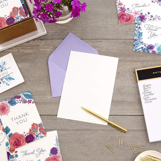 Hallmark Thank You Cards Assortment, Painted Flowers (48 Cards with Envelopes for Baby Showers, Wedding, Bridal Showers, All Occasion)