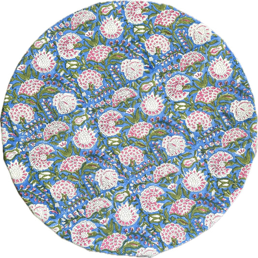 ATOSII Clover Pink 100% Cotton Round Tablecloth, Block Print Floral Table Cloth for Dining, Parties, Weddings, Outdoors, Holidays I 60" Inches, 4 Seater I Grandmillennial Farmhouse Spring Summer
