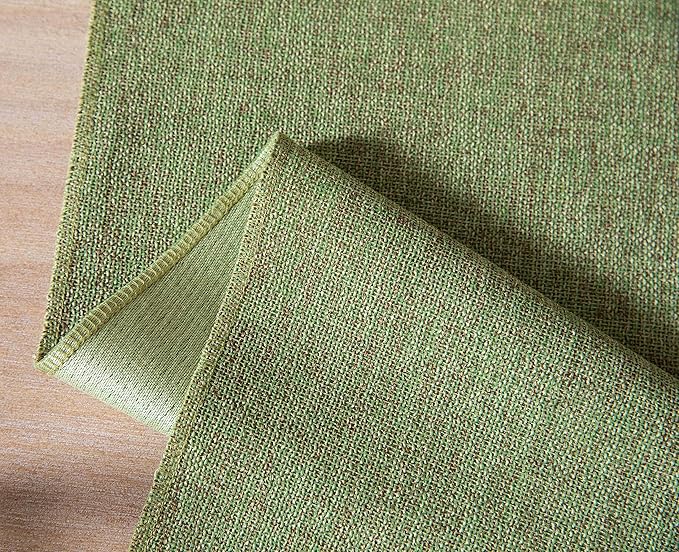 ZeeMart Green Table Runners 48 Inches Long, Burlap Linen Style Rustic Farmhouse Table Runner, Small Short Boho Coffee Table Runner, 13x48 Inches, Grass Green