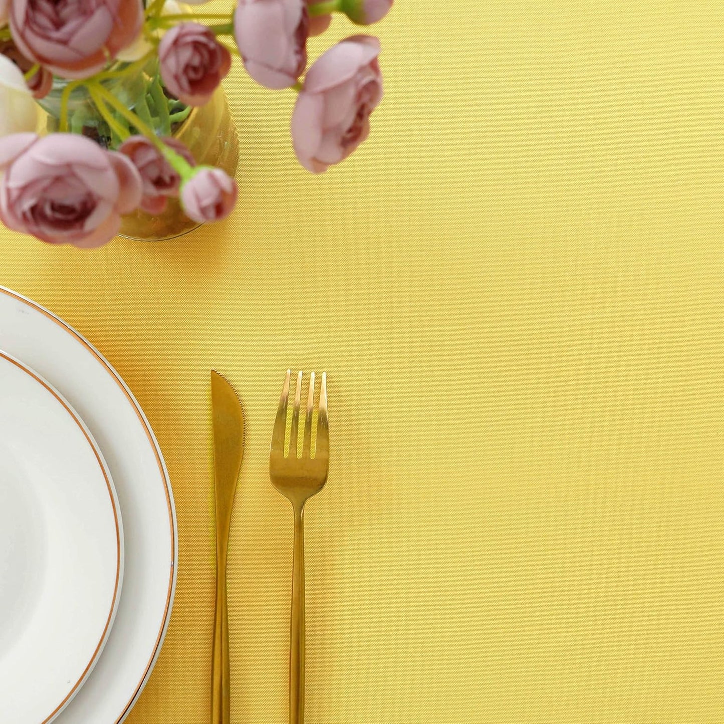 FOLINS&HOME Yellow Rectangle Tablecloth 54 x 78 Wrinkle Free Waterproof Polyester Table Cloths, Spillproof Heavy Duty and Washable Table Cover for Party, Banquet, Indoor and Outdoor-Oblong/Rectangular