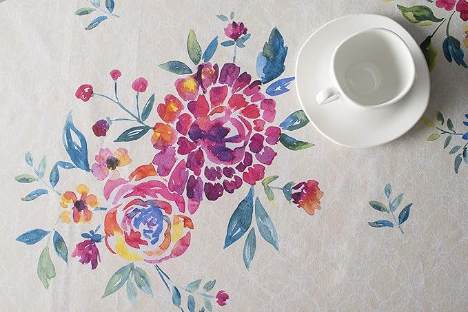 Maison d' Hermine Table Cloth Rectangle Table 100% Cotton 70 x 120 Inches Tablecloth Reusable Decorative for Dining Room Farmhouse Home Valentines Day Decorations Spring Summer - Rose Garden