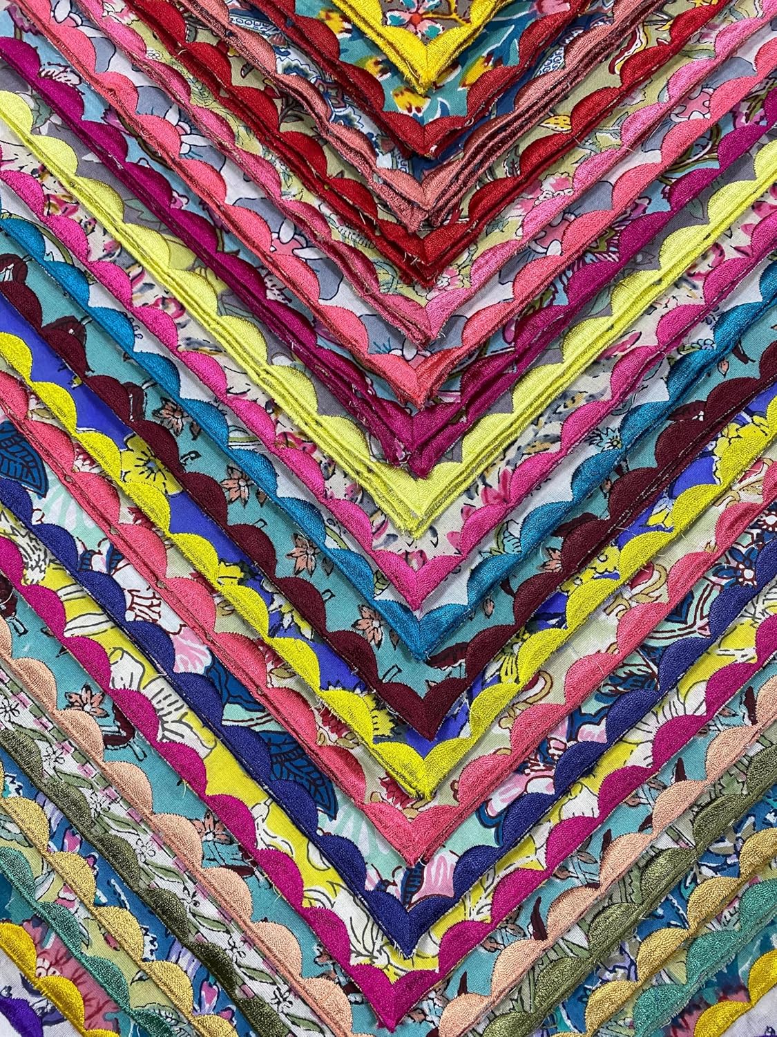 Ridhi Mix Random Hand Block Print Napkins 18" x 18" Set of 6 Reusable Cotton Dinner Napkins for Weddings, Parties & Everyday Dining, Thanksgiving, Christmas, Fall
