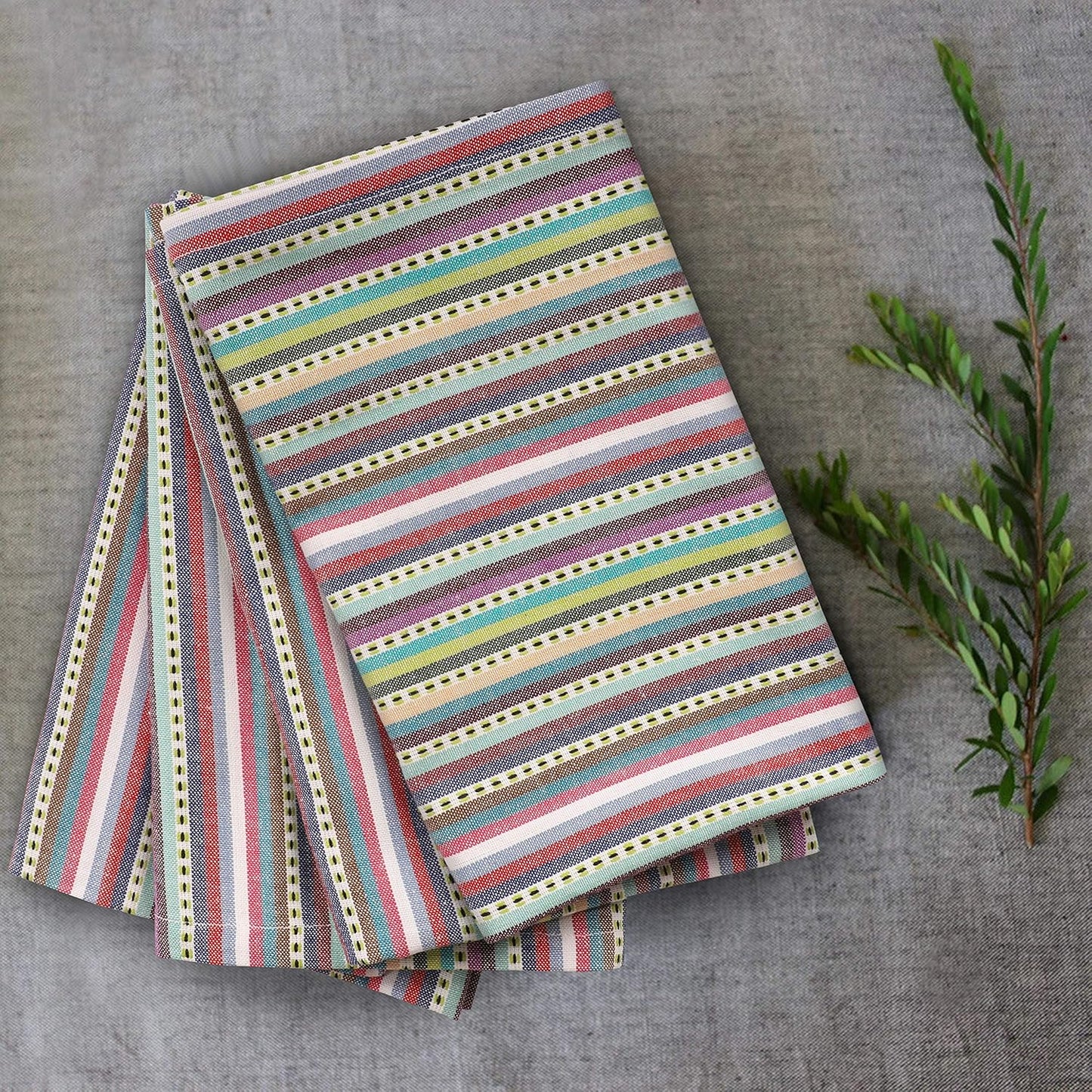 Urban Villa Cloth Napkins Beige Multi Stripes 100% Cotton Absorbent Dinner Napkins (Set of 12) 20x20 Inches Soft Durable Washable Reusable Ideal for Everyday Use Wedding Parties Cloth Dinner Napkins