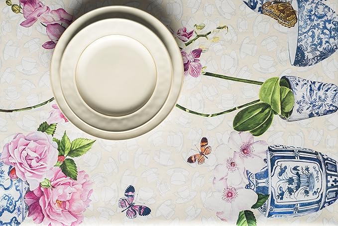 Maison d' Hermine Table Cloth Square Table 100% Cotton 60 x 60 Inches Tablecloth Reusable Decorative for Dining Room Farmhouse Home Valentines Day Decorations Spring Summer - Canton