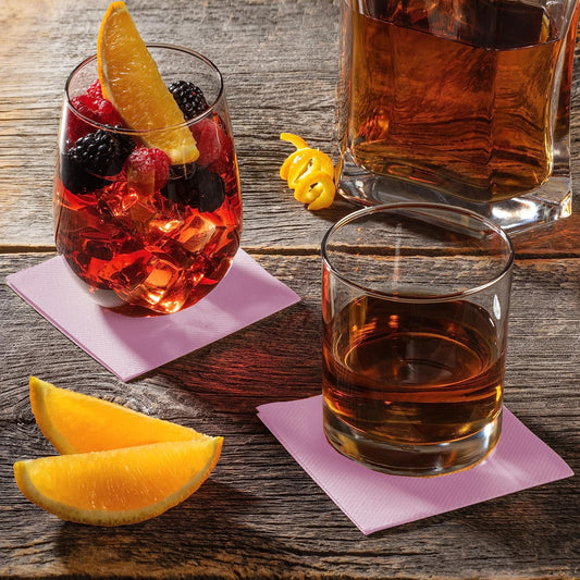AMERICAN HOMESTEAD Pink Cocktail Napkins - Premium 4"x4" Disposable Linen-Like Beverage Napkins - Bulk Square Party Bar Serviettes for Weddings, Parties, Events, and Everyday Use - 100 Count