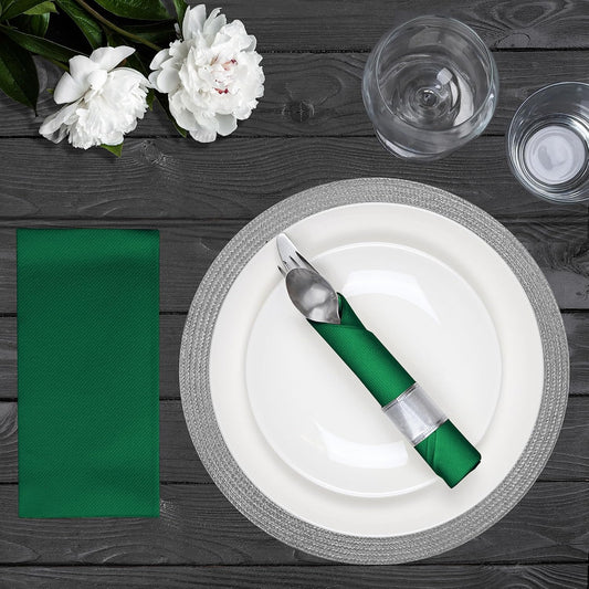 AMERICAN HOMESTEAD Paper Napkins - Green Disposable Linen-Like Dinner Napkins - Restaurant-Quality Table Serviettes for Weddings, Parties, and Events - 15.75" x 15.75" - 50 Count