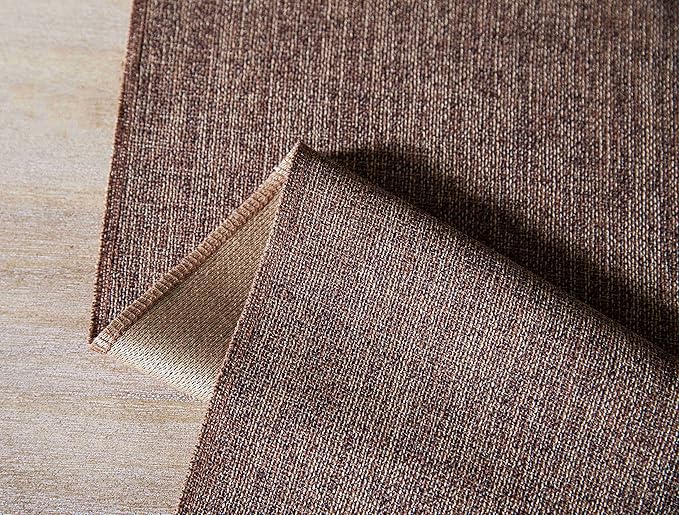 ZeeMart Brown Table Runners 108 Inches Long, Burlap Linen Style Rustic Farmhouse Table Runner, Long Boho Dining Table Runner, 13x108 Inches, Brown