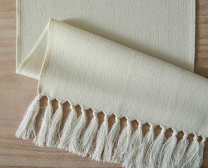 ZeeMart Cream Table Runners 108 Inches Long, Burlap Linen Style Rustic Farmhouse Table Runner, Long Boho Dining Table Runner, 13x108 Inches, Cream