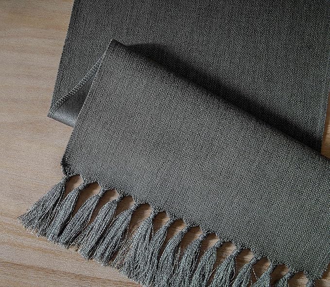ZeeMart Graphite Grey Table Runners 48 Inches Long, Burlap Linen Style Rustic Farmhouse Table Runner, Small Short Boho Coffee Table Runner, 13x48 Inches, Graphite Grey