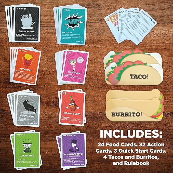 Taco vs Burrito Collectors Tin - The Wildly Popular Surprisingly Strategic Card Game Created by a 7 Year Old - 5 Ways to Play - Fun Family Games for Kids and Adults, Game Night, Travel Games