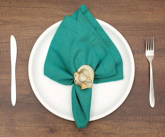 Turkey Bird Gold Napkin Rings Set of -12 for Dinner Parties, Weddings Receptions, Family Gatherings, or Everyday Use - Set Your Style with Daily Use Table Décor Accessories - ALPHA Living HOME