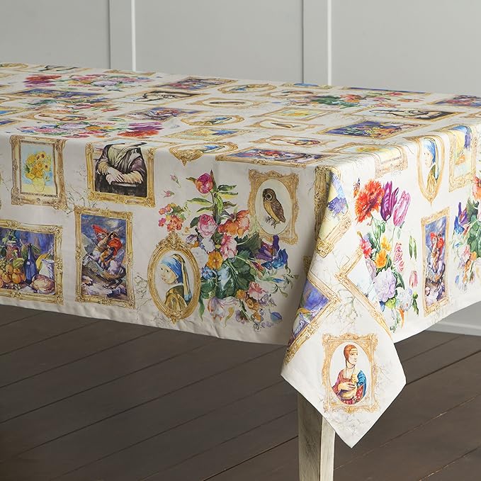 Maison d' Hermine Table Cloth Square Table 100% Cotton 60 x 60 Inches Tablecloth Reusable Decorative for Dining Room Farmhouse Home Valentines Day Decorations Spring Summer - Masterpiece