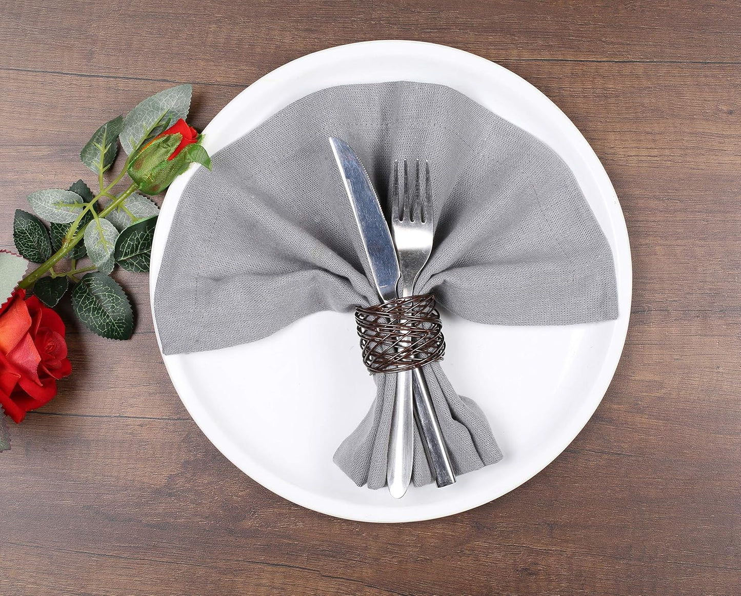 12-Piece Heavyduty Napkin Rings - Elegant Mesh Metal Napkin Holders, Serviette Rings for Dining Table, Party Decoration, Weddings - Vintage Rustic Farmhouse Table Decor (Bronze) - ALPHA Living HOME