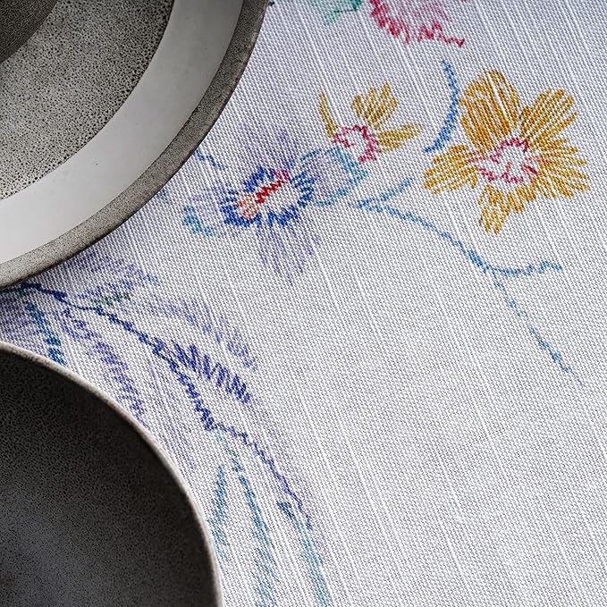 Maison d' Hermine Table Cloth Square Table 100% Cotton 60 x 60 Inches Tablecloth Reusable Decorative for Dining Room Farmhouse Home Valentines Day Decorations Spring Summer - Paradise Island
