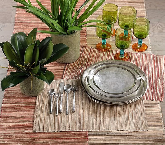 Saro Lifestyle Melaya Collection Shimmering Woven Nubby Table Runner, 14"x108", Rust