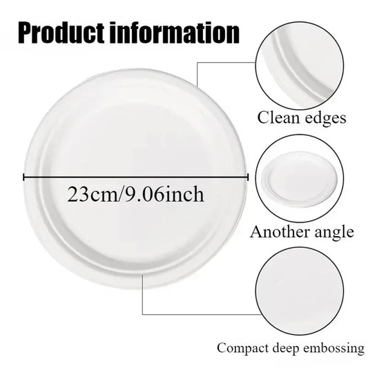 25/50PCS 9inch Circular Paper Plates Disposable Biodegradable Paper Plates Suitable Party Christmas Barbecue Salad Desserts
