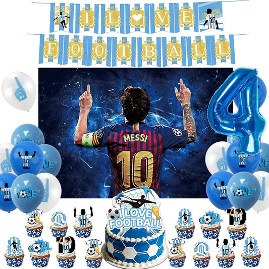 Soccer Party Supplies Superstar Messi Football Birthday Party Decoration Disposable Tableware Tablecloth Plates Cup Backdrop