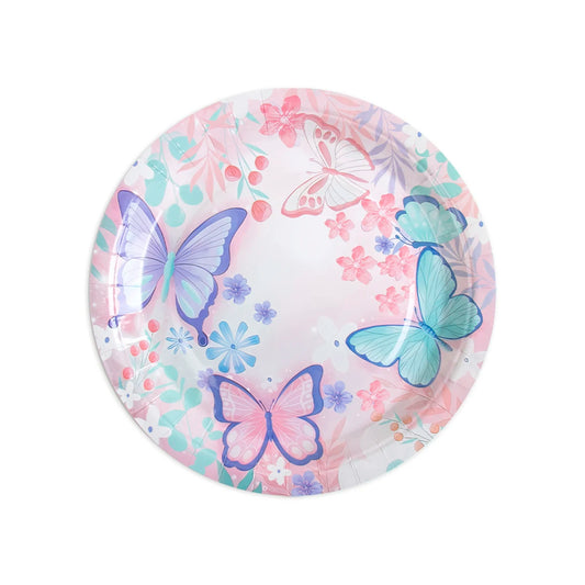 Butterfly Party Tableware Set Butterfly Pattern Paper Plate Napkin Cup Disposable Tablecloth for Baby Shower Birthday Supplies