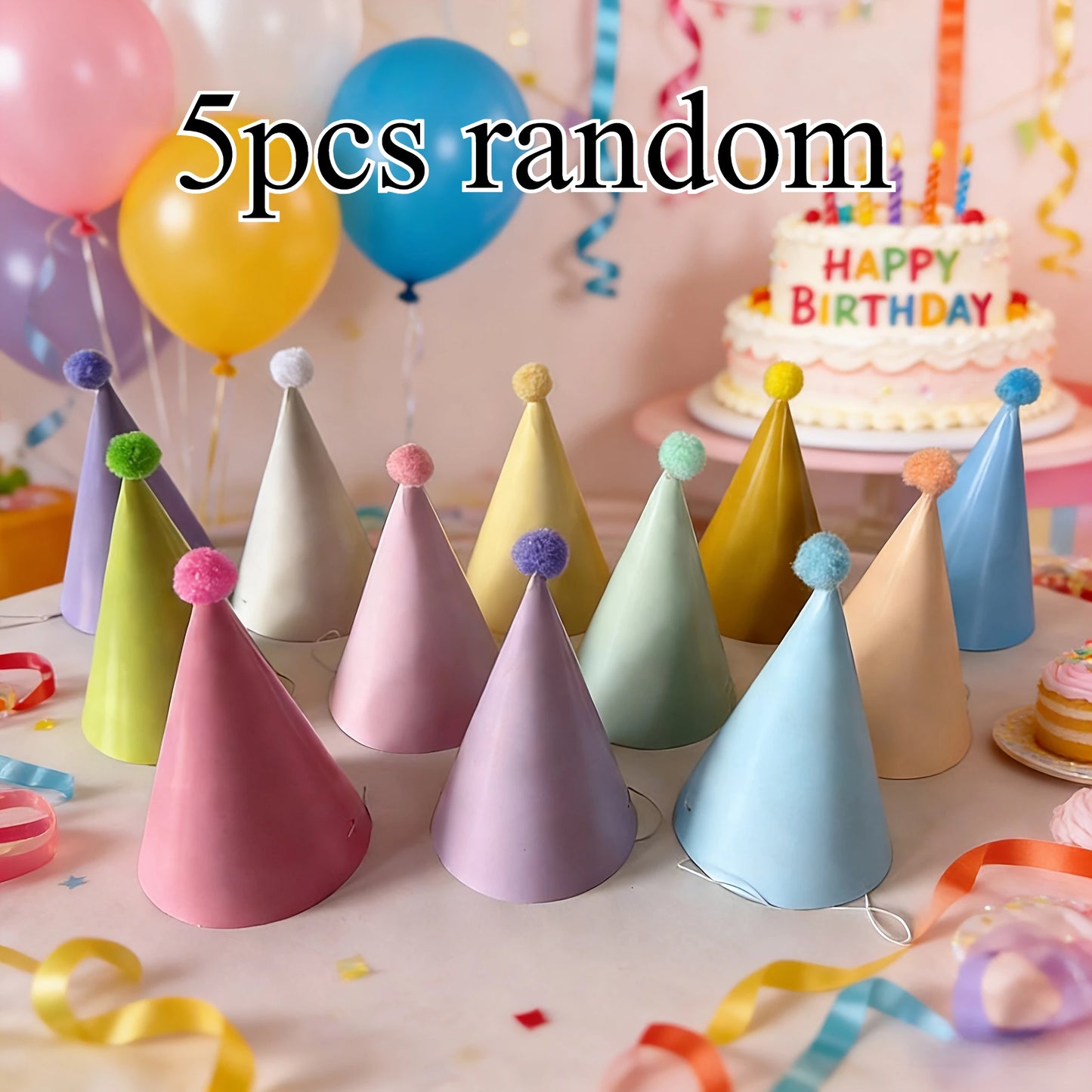 5/10 colorful birthday party hats | Macaroon cone-shaped hats, suitable for birthdays and parties