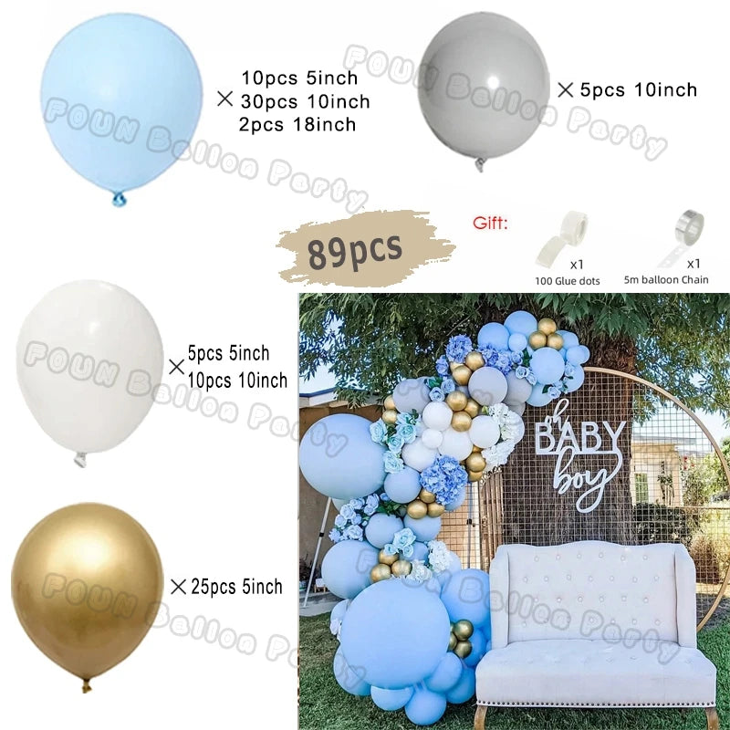 Blue Balloons Arch Kit Metallic Blue Confetti Balloon Garland Birthday Party Decorations Baby Shower Baptism Wedding Theme Decor