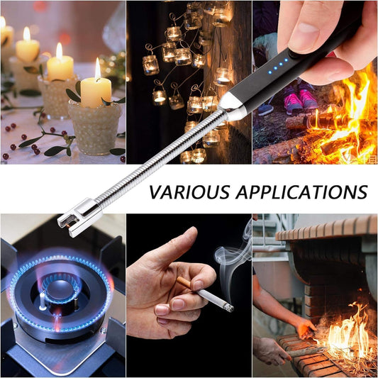 2 Pack Electric Candle Lighter, Birthday Christmas Stocking Stuffers Gifts for Women Mom Men Wife Sister, USB Arc Rechargeable Windproof Long Lighter for Candle BBQ Housewarming Gift Idals