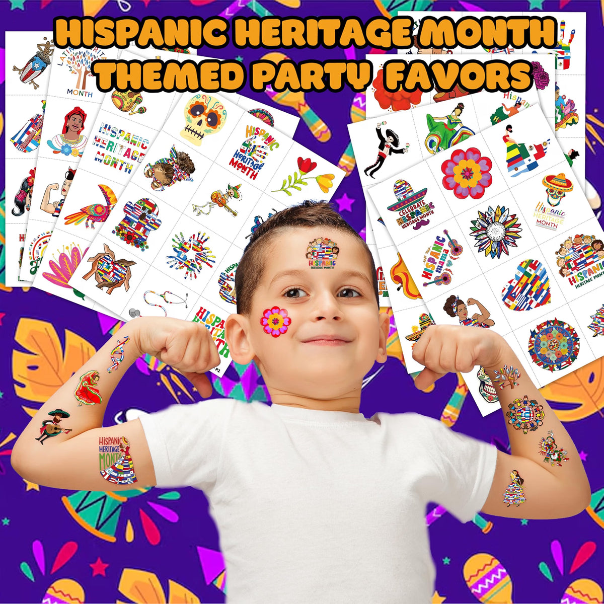 96-Piece Hispanic Heritage Month Temporary Tattoos