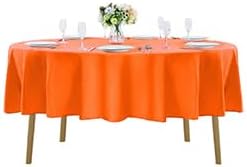 90 inch Round Tablecloth Washable Polyester Table Cloth Decorative Table Cover for Wedding Party Dining Banquet（90 inch,Orange）