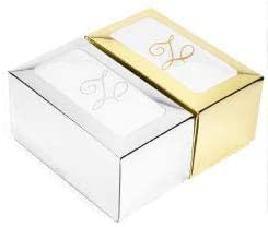 AMERICAN HOMESTEAD Disposable Hand Towels - Gold Foil Monogrammed Guest Napkins - Linen-Like Bathroom Paper Towels for Guests - Perfect Wedding and Party Napkins - 50 Count (Gold A)