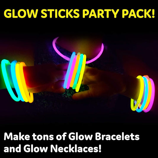 100 Glow Sticks Party Pack – Multi-Color Light Sticks with Connectors