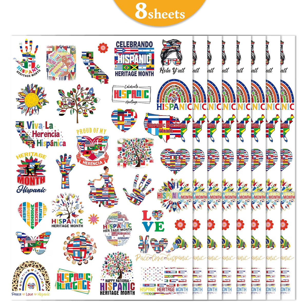 INCOK Hispanic Heritage Month Temporary Tattoos, 240 Pieces