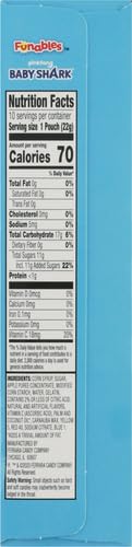 Funables Fruit Snacks, Baby Shark Shaped Fruit Flavored Snacks, 0.8 Ounce Pouches (Pack of 30)