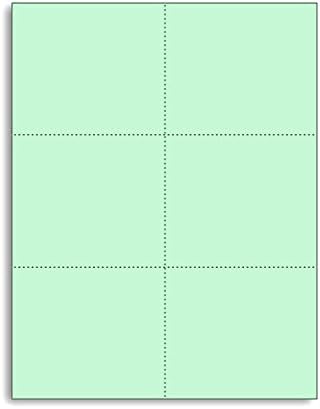 NextDayLabels Laser Perforated Cards - 6 Up per Page, Registration, Delivery Tags, Inventory, RSVP, Tickets (Green, 1200) Cards
