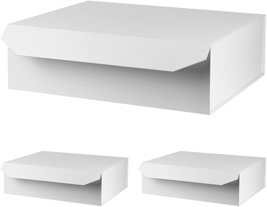 White Extra Large Gift Box with Lid 3 Pcs 19x16x6 Inches, Gift Box large White Gift Boxes for Presents Clothes Robe Wedding Dress Sweater,Reusable Foldable Bridesmaid Proposal Box（Matte）