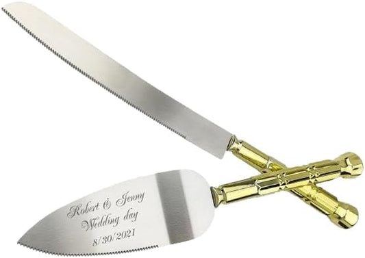 GIFTS INFINITY Personalized Wedding Cake Knife and Server Set with Engraving – Cake Cutting Utensil Set, Keepsake Gift for Wedding, Anniversary, Reception, Birthday & Other Occasions