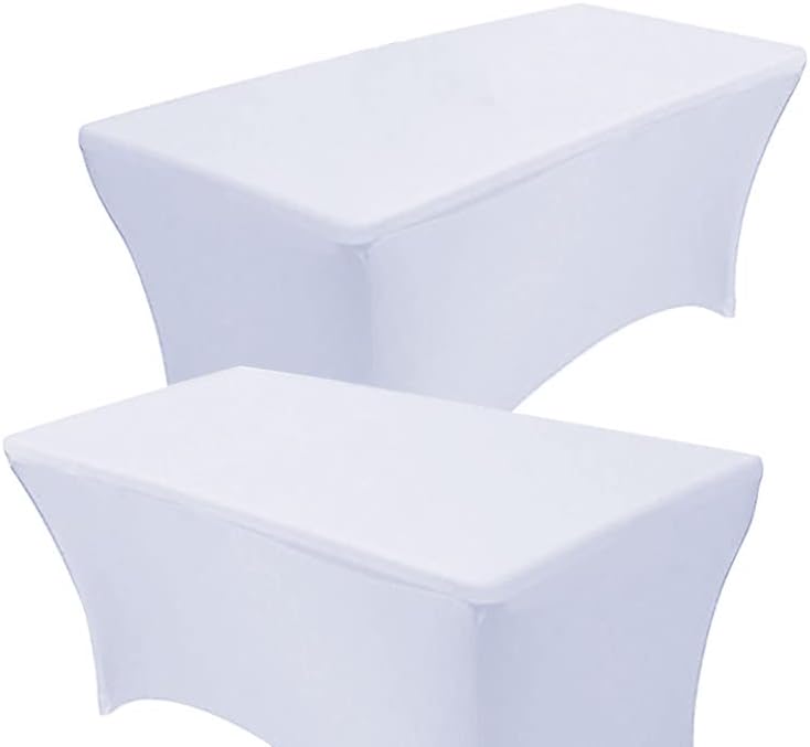 RELIANCER 2 Pack Stretch Spandex Table Covers for Rectangular Tables,6FT Elastic Fitted Tablecloth,Universal Rectangular Table Cloth Protector for Outdoor Party,Wedding,Bar,Birthday,Banquet,Events