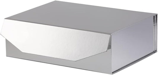 1Pcs 13x9x4 Inches Silver Gift Boxes with Lids for Presents Magnetic gift box large Gift Box for Bridesmaid Proposal，Groomsman (Glossy Silver)