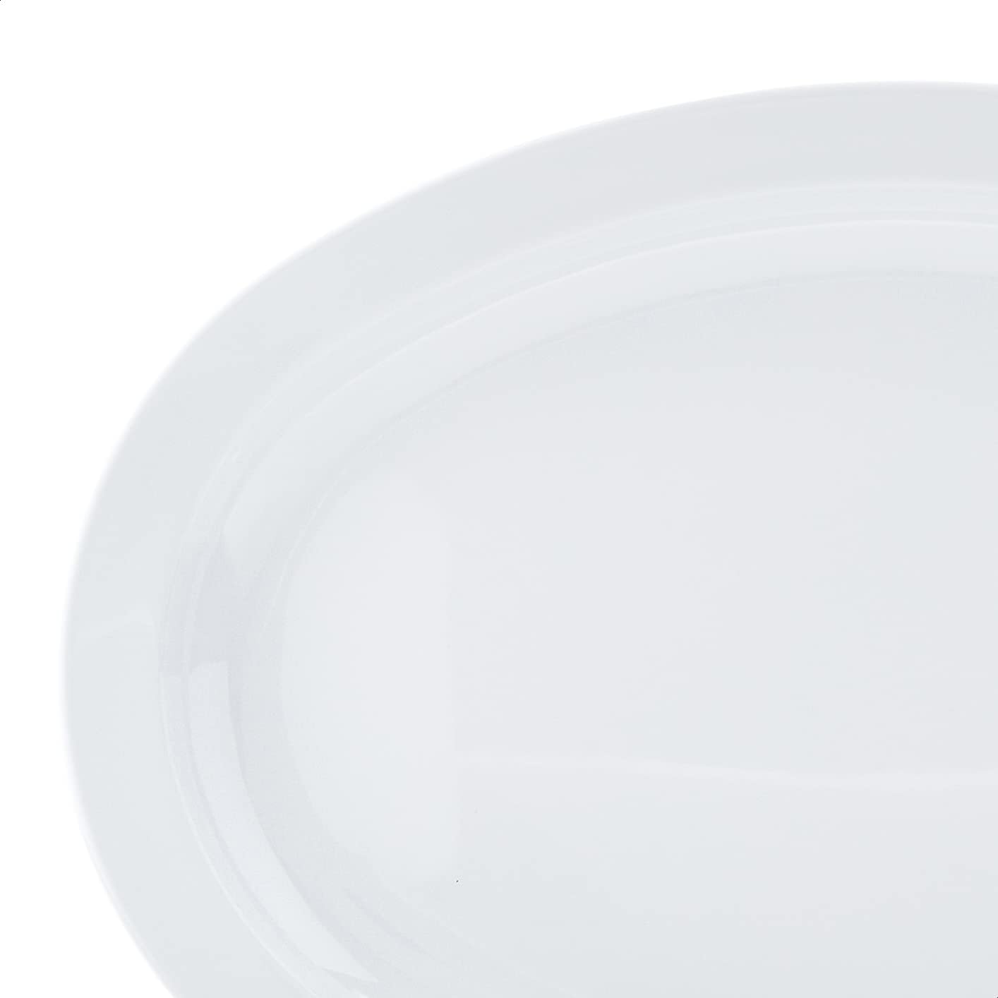 Amazon Basics Melamine (Plastic )Oval Platter Narrow Rim, 6 Piece Set, 13 in x 9.75 in, White