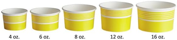 8 oz. Yellow Paper Frozen Yogurt Cups, Round Poly-Coated, 3 7/8" Top Diameter, No PFAS Added, 1000/Case
