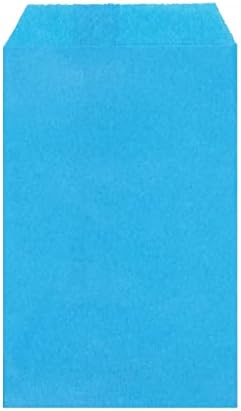 Quotidian Sky Blue Flat Medium Greaseproof Paper Bags 4" x 6" (10 x 15.2cm) Pack of 100 - Soap Wedding Cards Stamps Party Favor