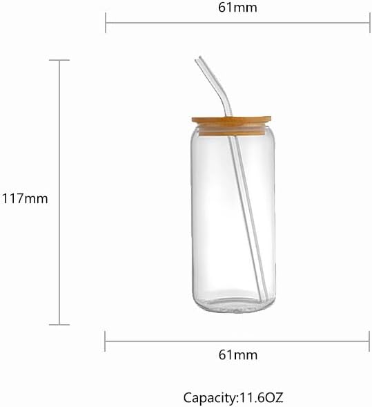Personalized Mason Jar Drinking Glasses with Bamboo Lid and Straw, 11.6 oz, Wedding and Christmas Custom Designs (6, 16.9oz)