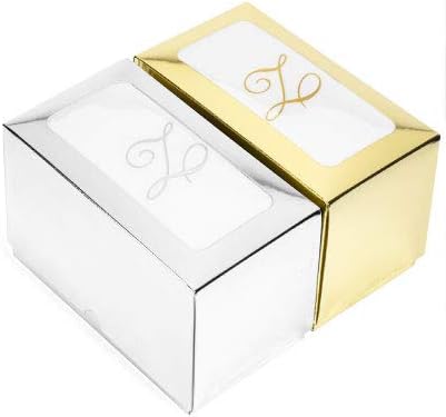 AH AMERICAN HOMESTEAD Disposable Hand Towels for Bathroom - Guest Bathroom Essentials -Bathroom Paper Towels for Guests - Monogrammed Disposable Napkins - Wedding Napkins in Paper Towel Tray (Gold, D)