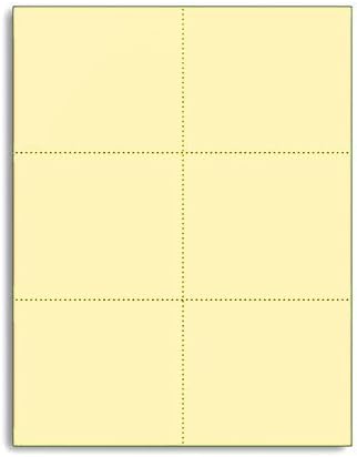 Laser Printer Blank Perforated Cards 6 up per Page, for School Registration Cards, Flower Delivery Cards, Inventory Tags, Wedding Response Cards, RSVP Cards, Trip Tickets, ETC, (1200 Canary Cards)